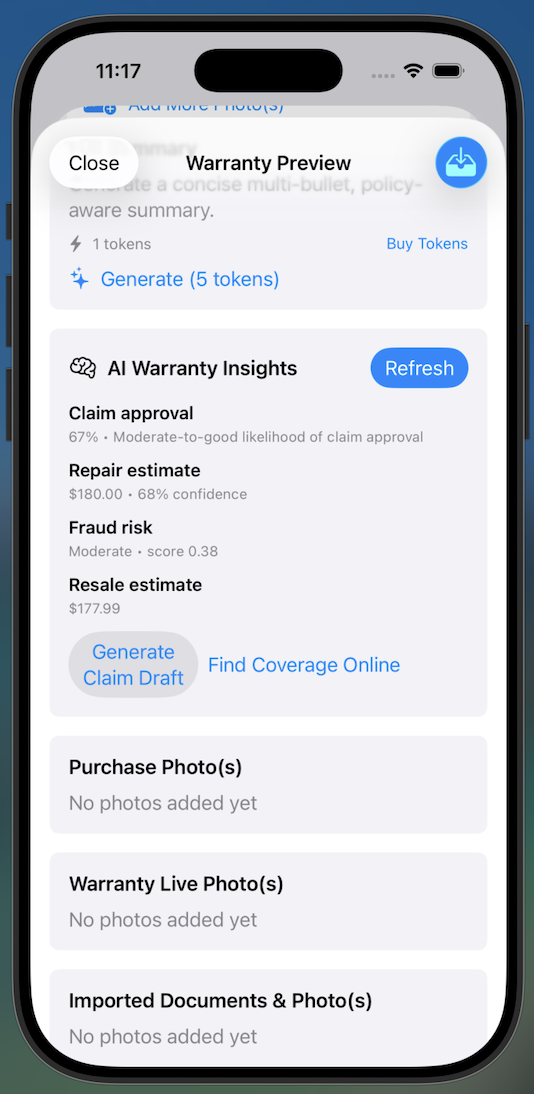 AI Claim Assistant screenshot